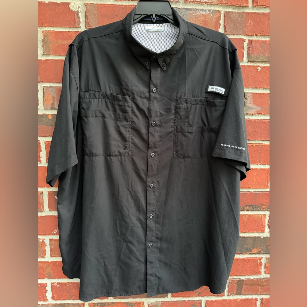 Columbia PFG Men’s 3X/3TF Short Sleeve Button Down Black Vented Fishing Shirt M1